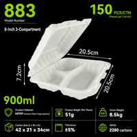 Boîte alimentaire personnalisée en plastique PP à clapet, multi-compartiments, jetable, écologique, pour emporter