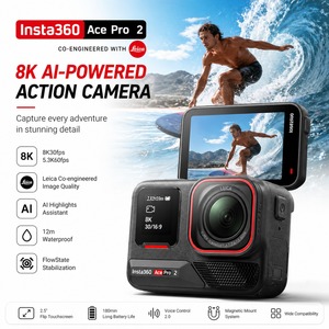 Caméra d'action Insta360 Ace Pro 2 8K avec intelligence artificielle, étanche, capteur 1/1.3'', vidéo HD, streaming en direct, objectif <span class=keywords><strong>Leica</strong></span>, puce IA - Product Image 5