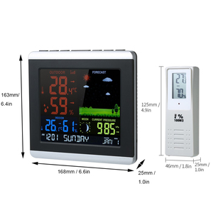 <span class=keywords><strong>Station</strong></span> météo numérique radiofréquence avec logo personnalisé, horloge murale de bureau, réveil, capteur à distance, température, humidité, phases de lune - Product Image 2