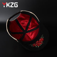 Nueva Llegada: Gorras de Béisbol de Gamuza Bicolor a la Moda con Bordado Plano de Rosa Roja y Letras 3D, Gorras Snapback de Gamuza Personalizadas