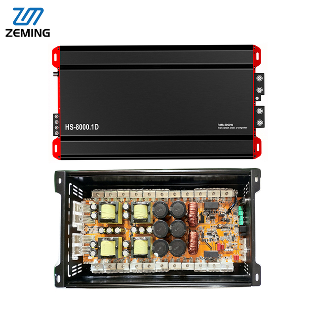 8000W 1 Channel Class D Monoblock Car Amplifier for Competition Car Audio Systems 90dB with Crossovers ZM- HS-8000.1D