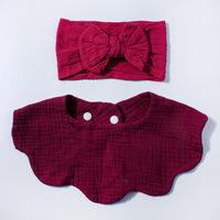 Bavoirs pour bébé en coton 100% écologiques, 6 couches, multicolores, doux, en forme de pétales, avec bandeau pour cheveux