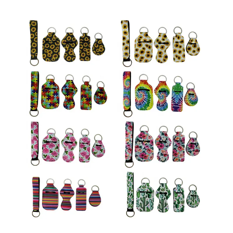 Safety Keychain Holder Set Chapstick Gloss Balm Holder Keychain Marble Keychain For Women