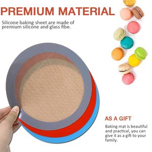 Tapis de cuisson rond en silicone antiadhésif, tapis de cuisson en silicone pour moule à gâteau, pour la cuisson de gâteaux, pizzas, tartes, pains, macarons - Product Image 5