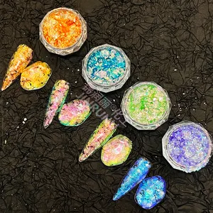 Şeffaf düzensiz opal gökkuşağı aurora bukalemun tırnak pul pigment gevşek pigment