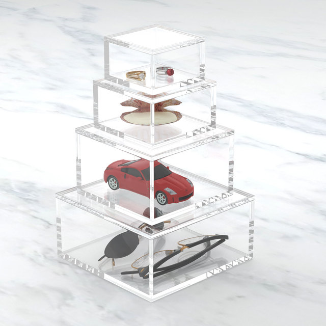 Custom Modern Eco-Friendly for Washable Rectangular 6-Sided Clear Acrylic Storage Display Case