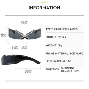 แว่นกันแดดทรงโล่ห์สีดำเงินสไตล์พังก์ Y2K รุ่นใหม่ล่าสุดปี 2025 สำหรับผู้ชายและผู้หญิง เลนส์ชิ้นเดียวไร้กรอบ ป้องกันรังสียูวี 400 - Product Image 6