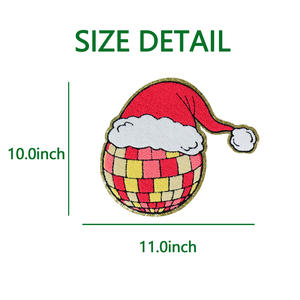 カスタムクリスマスパッチディスコサンタ帽子アイアンオンパッチデザイナー<span class=keywords><strong>Groovy</strong></span> Chenilleパッチ衣料品用 - Product Image 6