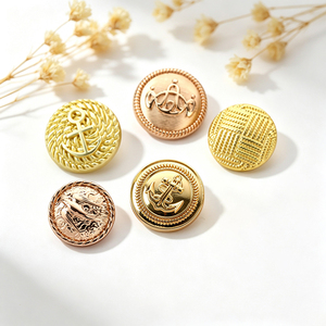 Boutons en métal doré vintage en gros, boutons ronds à tige avec motif ancre pour manteau, blazer, costume, uniforme, accessoires de couture - Product Image 1