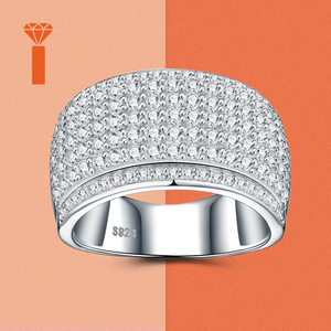 Auf Lager Hip-Hop Iced Out 925 Sterling Silber Moissanit Kuppelring Voll Micro Pavé für Herren Modeschmuck Moissanit-Ring - Product Image 2