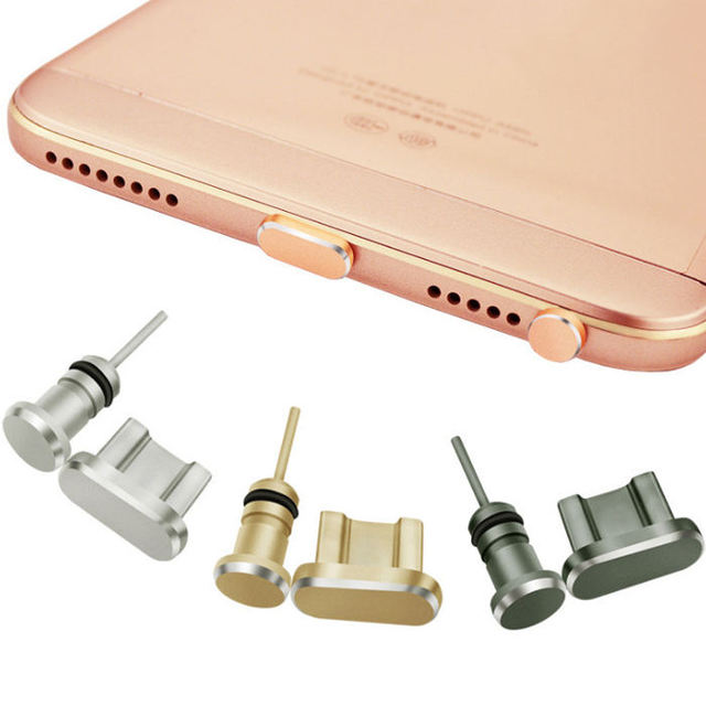 Colorful Metal Micro USB 3.5mm Jack Dust Plug Anti Charger Dock Plug Stopper Cover for Cell Phone 3.5mm Earphone Jack Dust Plug