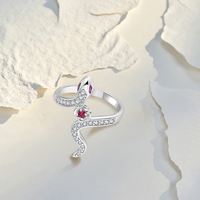 Cincin Desain Ular Perak Sterling 925 Berkualitas Tinggi Berlapis Rhodium Merah dan Putih dengan Zirkon 2025