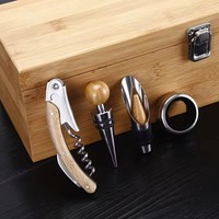 Nouvel ensemble d'accessoires de luxe pour tire-bouchon à vin rouge avec logo personnalisé, coffret en bois avec poignée, idéal pour un cadeau d'anniversaire
