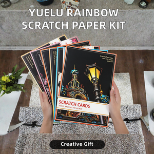 ชุดโปสเตอร์กระดาษแข็งขูดลายสีรุ้งขนาด A4 พร้อมซอง 4 ชิ้น ชุดสร้างสรรค์ DIY ของขวัญสร้างสรรค์สำหรับผู้ใหญ่ - Product Image 2