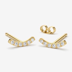 Aretes de Diamantes con Barra Curva de Oro de 14K DHANI JEWELS, Claridad VS, Piedras Naturales, Hipoalergénicos, Joyería Fina de Alta Gama - Product Image 2