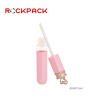 Emballage cosmétique de tubes de brillant à lèvres en plastique rose à long cou 5ml