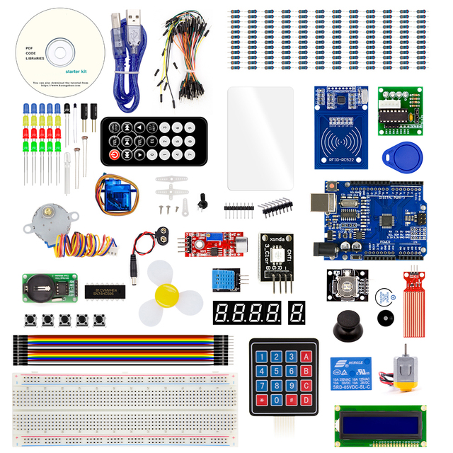 KUNOGSHUN Stem Education Starter Kit With Tutorial DIY Programmable 50 Comptnents Electronic Education Kits for Arduino UNO R3