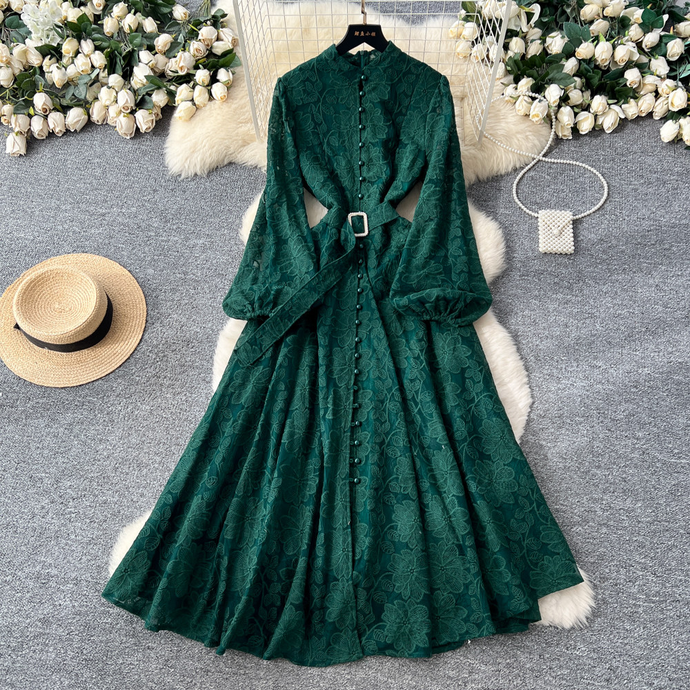 flared sleeve long dress Jesse Long Sleeve X-Long Flared Dress – Ann Demeulemeester main image 1