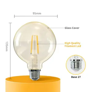 Bombilla LED de filamento G95 E27 4W Mbar, luz cálida, ahorro de energía, ideal para decoración y ambientes acogedores. - Product Image 2