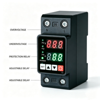 Protecteur de surtension et de sous-tension 2P, dispositif de protection de circuit monophasé AC 220V, affichage LCD, 50Hz 60Hz
