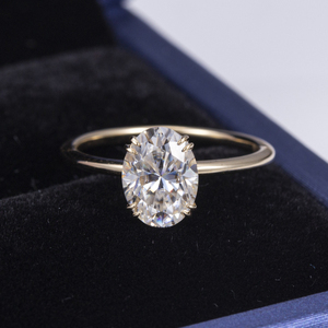 Anel de Noivado em Ouro Sólido 18K 14K <span class=keywords><strong>10K</strong></span> MSR-497 com Moissanite Oval 6*8mm para Mulheres - Product Image 1