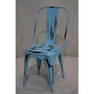 Endüstriyel Vintage Metal sıkıntılı Finish Aqua mavi Cafe Restaurant sandalye/misafirperverlik mobilya