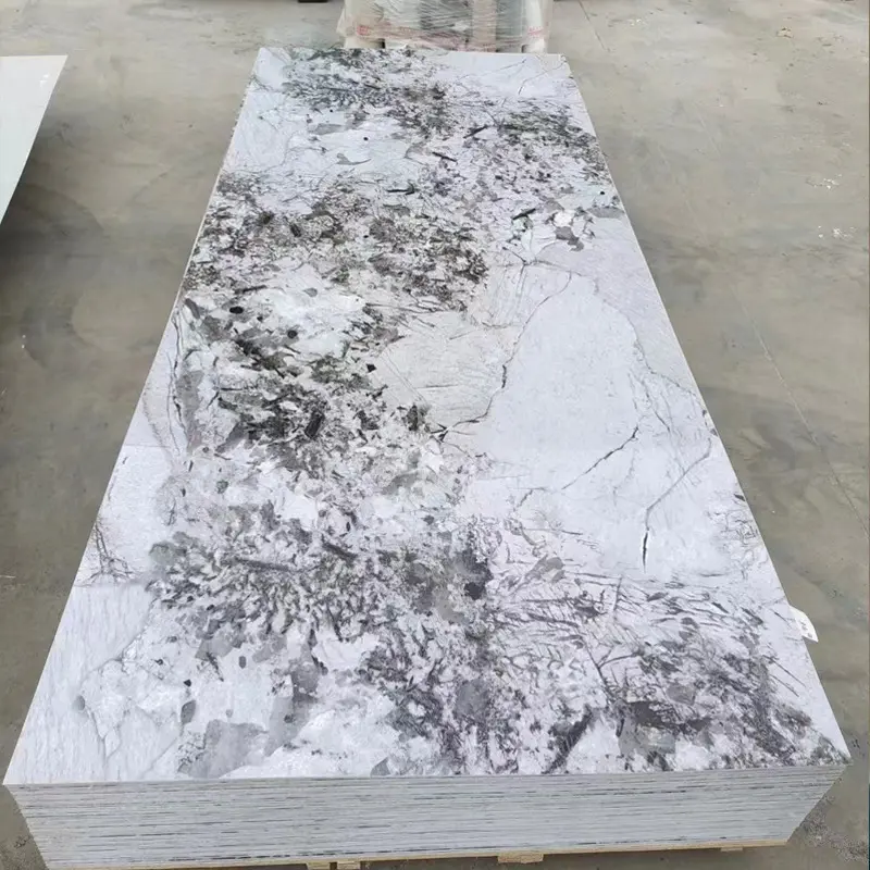 Độ bóng cao bằng đá cẩm thạch Tấm UV 1220*2440 mét PVC có độ bóng cao trang trí tường bảng PVC Tấm UV bằng đá cẩm thạch hiệu ứng