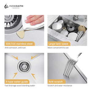 Évier de cuisine en acier inoxydable 304 de haute qualité, fait main, à cuve unique, style encastré, design <span class=keywords><strong>double</strong></span> cuve - Product Image 4