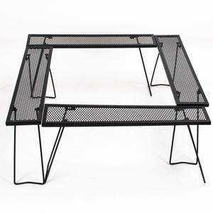 New Outdoor Barbecue Spliced Iron <b>Table</b> Mesh <b>Portable</b> Multi-functional Folding Camping Picnic <b>Table</b> - Product Image 1