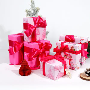 2024 New Christmas Print Gift <b>Wrapping</b> <b>Paper</b> Packing 43*300 cm 3 <b>Rolls</b> a Set Pink Gift Wrap <b>Paper</b> - Product Image 3