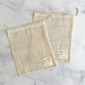 Reusable Produce Bags Cotton Mesh Produce Bags Washable Eco Friendly Lightweight Net Bags for Fruit Vegetable Grocery Storage