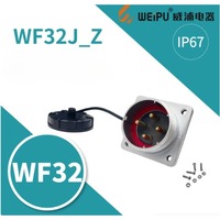 Connecteur circulaire étanche WEIPU WF32J13Z à 13 broches mâle à bride carrée, type à souder, 10A 500V IP67