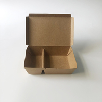 Boîte à emporter en papier kraft jetable multi-compartiments avec couvercle à charnière et plusieurs grilles pour le déjeuner