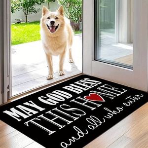1 tappetino di benvenuto ispirazionale con stampa 'May God Bless This Home', resistente, antiscivolo, lavabile in lavatrice, assorbente, per bagno. - Product Image 2
