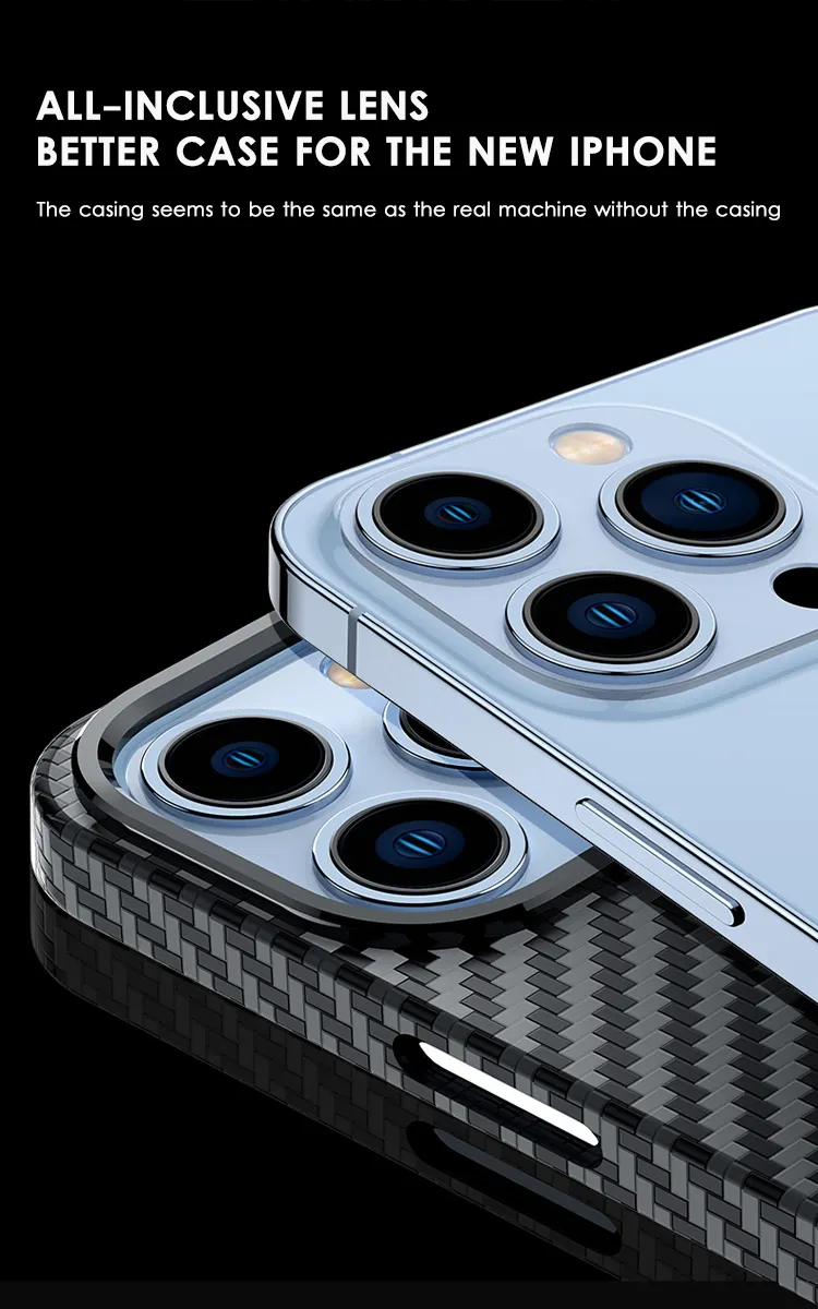 Offre Spéciale en vrac fibre de carbone texturé motif lentille Protection Ultra mince PC étui en fibre de carbone apparence coque de téléphone pour iPhone