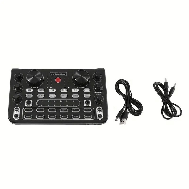 Professional Noise Reduction Live Sound Card,Mixer Mixer,Wireless Accompaniment Sound Card for Live Music Recording and Singing