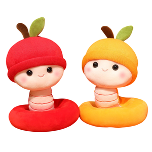 ตุ๊กตาหนอนผลไม้น่ารัก แอปเปิ้ล ส้ม หมวก แหวน หนอนตุ๊กตา 2 สี หลายขนาด ของขวัญตุ๊กตาหนอนนำโชค - Product Image 5