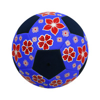 Ballon de football de plage en néoprène SBR/RB vert et noir, taille cinq, motif fleur de prunier imprimé, super léger, cadeau promotionnel avec boîte