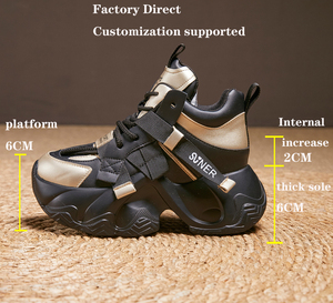 Chaussures de marche décontractées et sportives pour femmes en cuir véritable, plateforme printemps 2026, semelle épaisse, hauteur accrue de 8 cm, coussin d'air respirant - Product Image 2