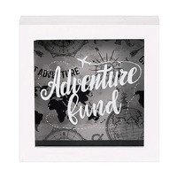 Kotak pajangan kayu handmade Adventure Fund White Shadow Box dengan bingkai kayu dan logo custom untuk penggunaan di rumah & kantor