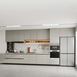 ตู้ครัวสำเร็จรูปสั่งทำพิเศษ วัสดุเมลามีนลายไม้ ดีไซน์หรูหรา - Product Image 1