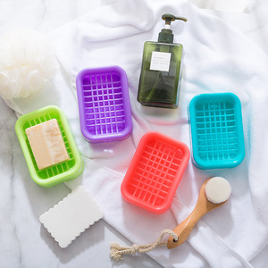 T-Grid Double Layer Drainable Soap Dish Rectangular Plastic Bathroom Mesh Soap <b>Tray</b> Nordic Green And Blue - Product Image 2