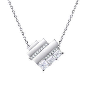 Collar con colgante de plata de ley 925 con forma de corazón y circonita cúbica, diseño minimalista, joyería de moda para mujer, compromiso/boda, logotipo personalizado OEM/ODM. - Product Image 1