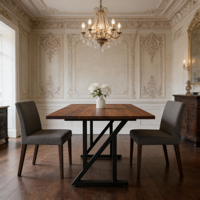 Table de jardin moderne noire avec pieds chromés, plateau en teck, coussin imperméable, résistant aux UV, facile à transporter, mobilier de jardin