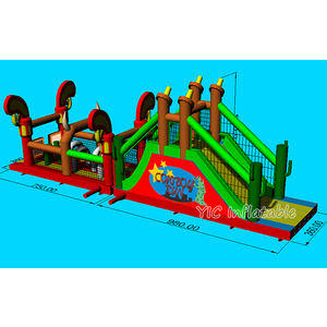 Cowboy Run Large Wild West Inflable Combo Carrera de obstáculos para divertidos alquileres de fiestas y eventos de equipo Blow Adventure Sale - Product Image 3