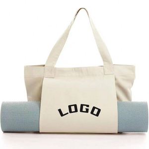 Custom Logo LANHAO Recycled Canvas <b>Medium</b> Zipper Closure Large Capacity Sturdy Yoga <b>Tote</b> <b>Bag</b> Multifunctional - Product Image 1