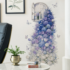 Adesivo Murale 3D con Ortensie Viola, Tulipani, Rose, Panda, Volpe, Coniglio e <span class=keywords><strong>Farfalle</strong></span>, Rimovibile, Autoadesivo, in PVC Resistente ai Raggi UV - Product Image 1