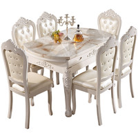 Ensemble de table à manger pliable multifonctionnel extensible, style moderne minimaliste, bois massif, marbre, carré à rond, pour la maison