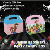 Boîtes cadeaux pour bonbons et biscuits sur le thème des frères plombiers de dessins animés, avec poignée, en carton recyclé, finition vernie