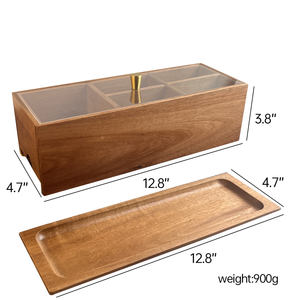 Armoire de rangement de luxe en bois d'acacia fait à la main avec couvercle en acrylique transparent pour les noix de bonbons - Product Image 2